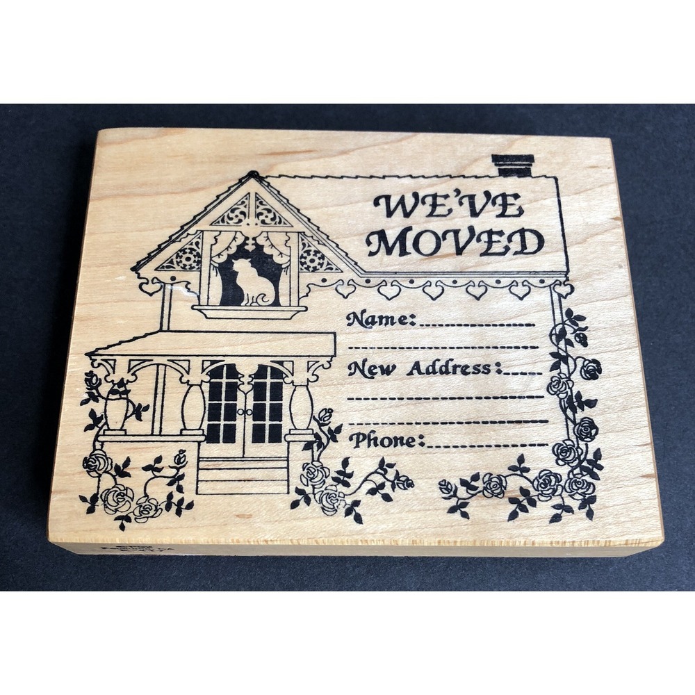 PSX Rubber Stamp We've Moved New Address Wood Mounted K-417